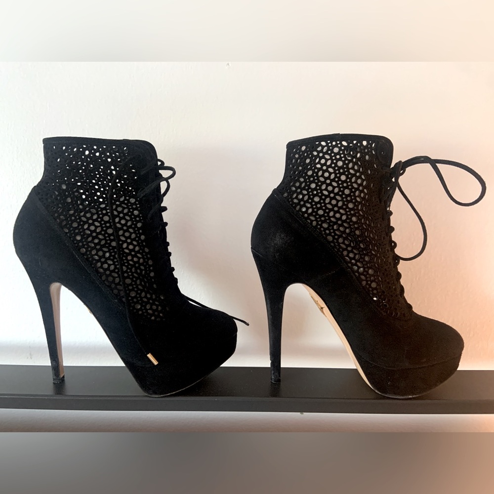 Charlotte Olympia black suede ankle boots